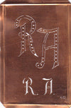 RA - Interessante alte Kupfer-Schablone zum Sticken von Monogrammen