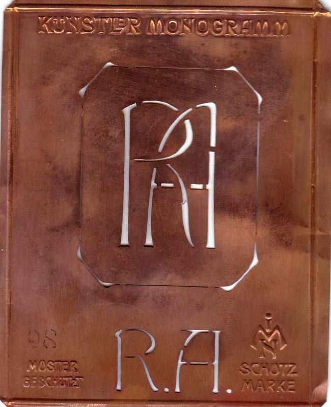RA - Besondere Jugendstil Monogrammschablone