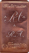 www.knopfparadies.de - RA - Alte Stickschablone mit 2 zarten Monogrammen