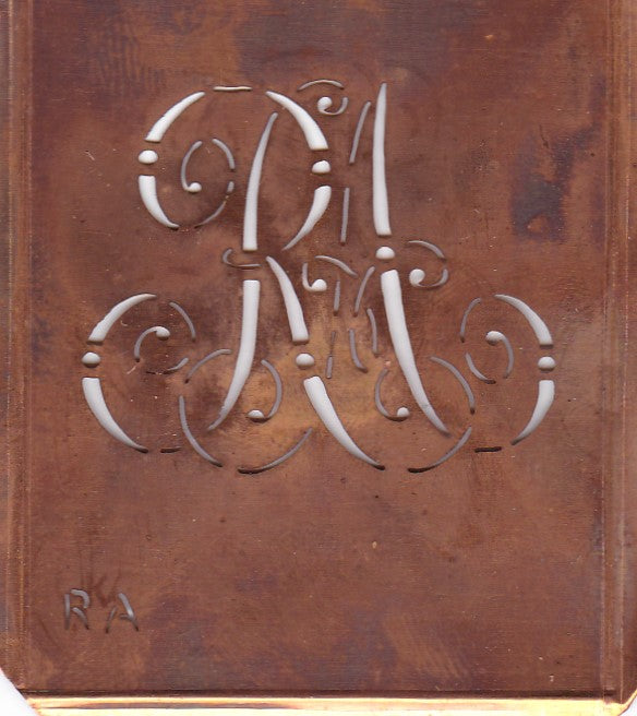 RA - Alte verschlungene Monogramm Stick Schablone