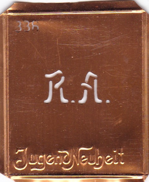 RA - Kleine Monogramm Schablone zum Besticken von Herrenhemden