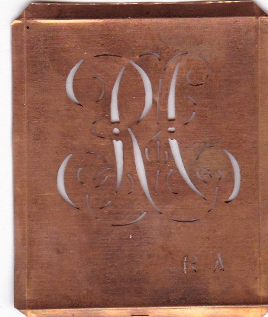 RA - Uralte Monogramm Schablone zum Sticken