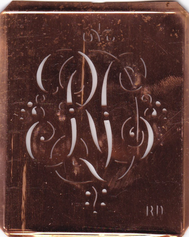 RD - Antiquität aus Kupferblech zum Sticken von Monogrammen und mehr