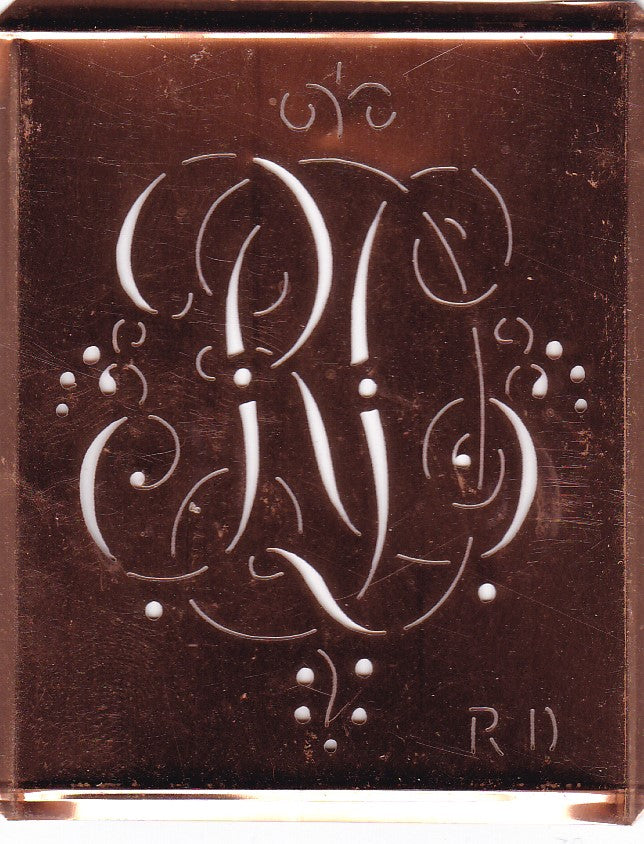 RD - Alte Monogramm Schablone mit nostalgischen Schnörkeln