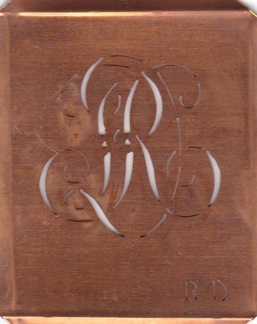 RD - Uralte Monogramm Schablone zum Sticken