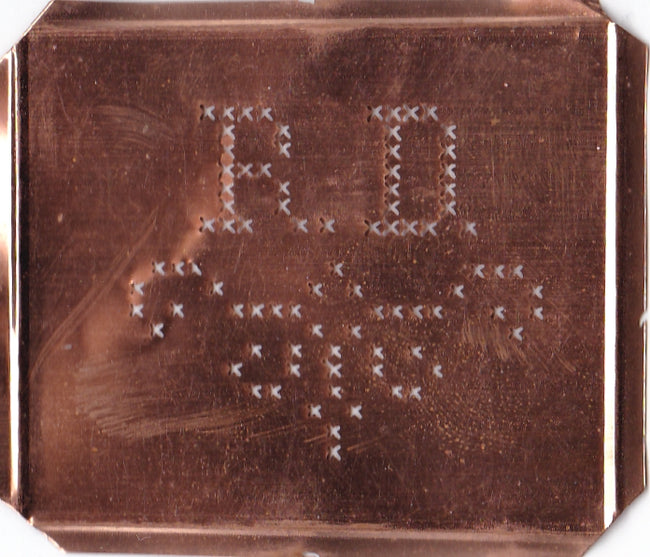 RD - Alte niedliche Kreuzstich Monogramm Schablone