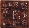 RE - Sehr große und dekorative Kupfer Schablone mit 13 Monogrammvariationen