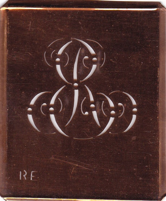 RE - Alte verschlungene Monogramm Stick Schablone