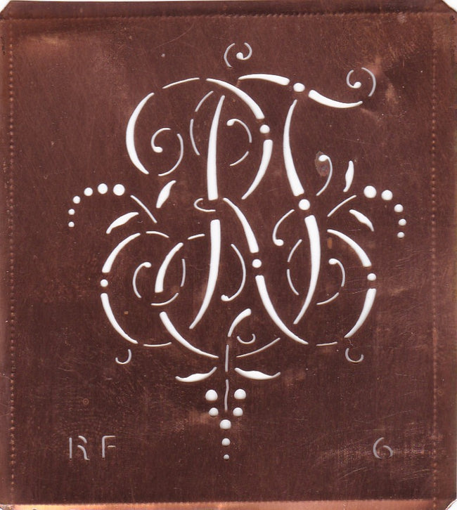 RF - Interessante Monogrammschablone aus Kupferblech