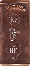 RF - Hübsche alte Kupfer Schablone mit 3 Monogramm-Ausführungen