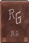 RG - Alte sachlich designte Monogrammschablone zum Sticken