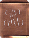 RG - Hübsche alte Kupfer Schablone mit 3 Monogramm-Ausführungen