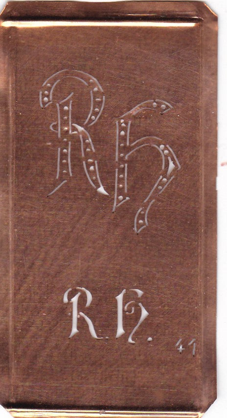 RH - Alte Monogramm Schablone zum Sticken