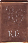 RH - Interessante alte Kupfer-Schablone zum Sticken von Monogrammen