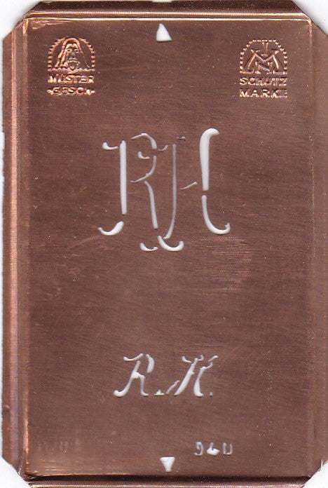 RH - Alte Monogramm Schablone nicht nur zum Sticken
