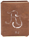 RJ - 90 Jahre alte Stickschablone für hübsche Handarbeits Monogramme