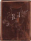 RJ - Seltene Stickvorlage - Uralte Wäscheschablone mit Wappen - Medaillon