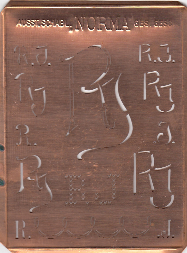 RJ - Hübsche alte Monogrammschablone