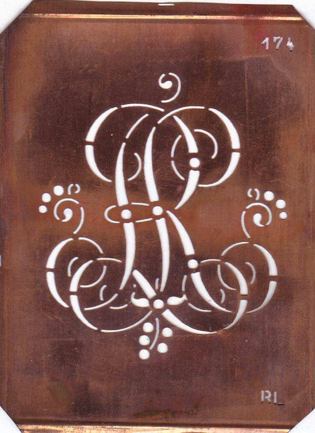 RL - Alte Monogramm Schablone mit Schnörkeln