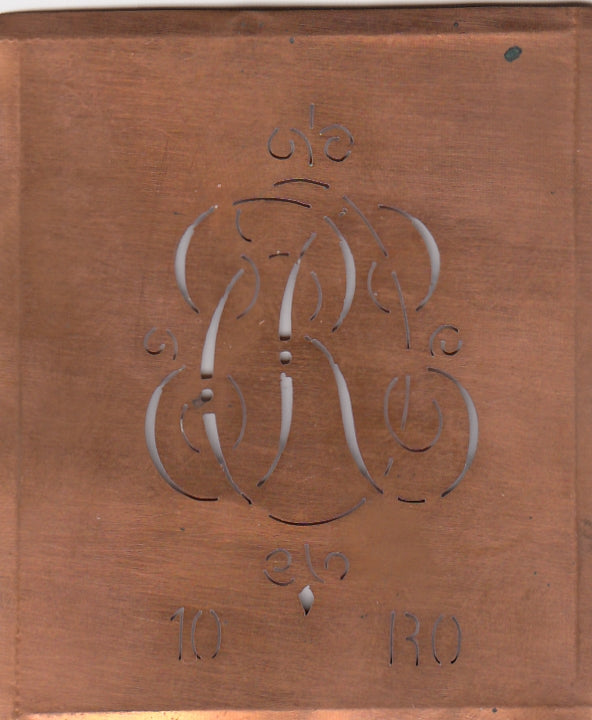 RO - Alte Monogrammschablone aus Kupfer