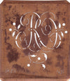 RO - Alte Schablone aus Kupferblech mit klassischem verschlungenem Monogramm 