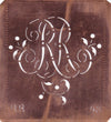 RR - Alte Schablone aus Kupferblech mit klassischem verschlungenem Monogramm 