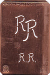 RR - Alte sachlich designte Monogrammschablone zum Sticken