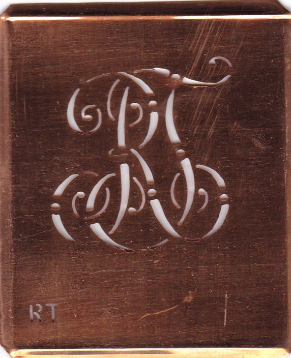 RT - Alte verschlungene Monogramm Stick Schablone