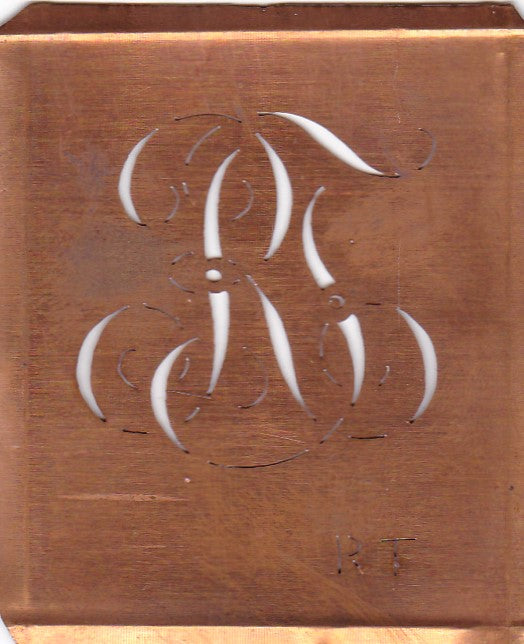 RT - Uralte Monogramm Schablone zum Sticken