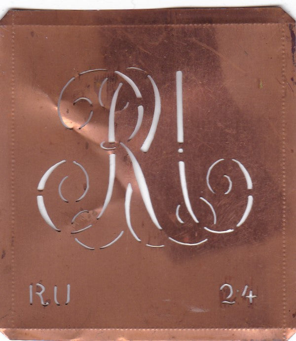 RU - Alte verschlungene Monogramm Schablone zum Sticken