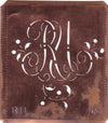RU - Alte Schablone aus Kupferblech mit klassischem verschlungenem Monogramm 