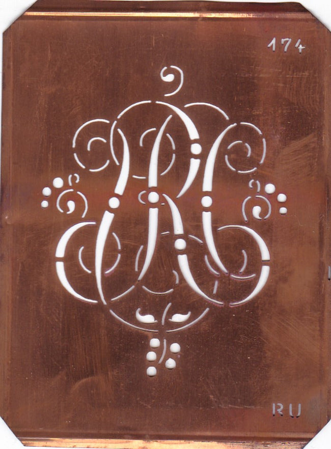 RU - Alte Monogramm Schablone mit Schnörkeln