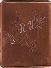 RU - Seltene Stickvorlage - Uralte Wäscheschablone mit Wappen - Medaillon