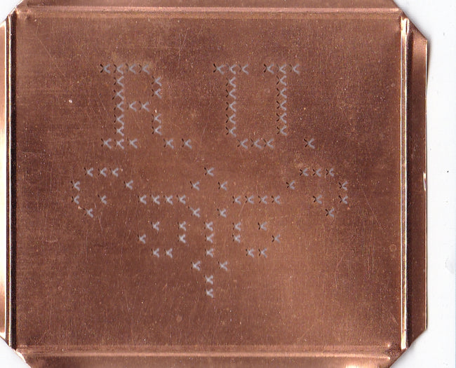 RU - Alte niedliche Kreuzstich Monogramm Schablone