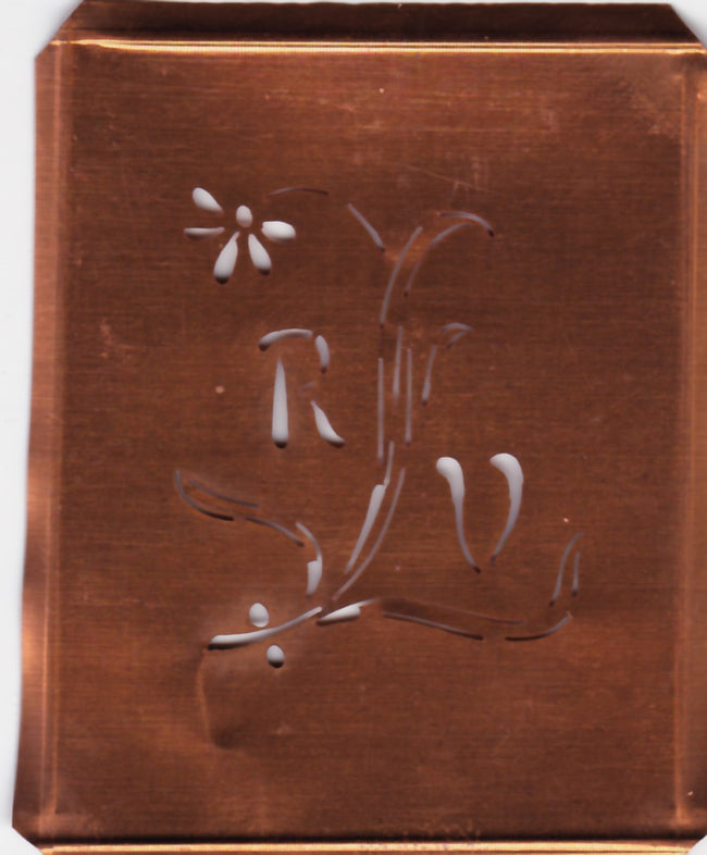 RV - Hübsche, verspielte Monogramm Schablone Blumenumrandung