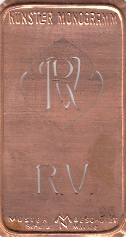 RV - Alte Jugendstil Stickschablone - Medaillon-Design