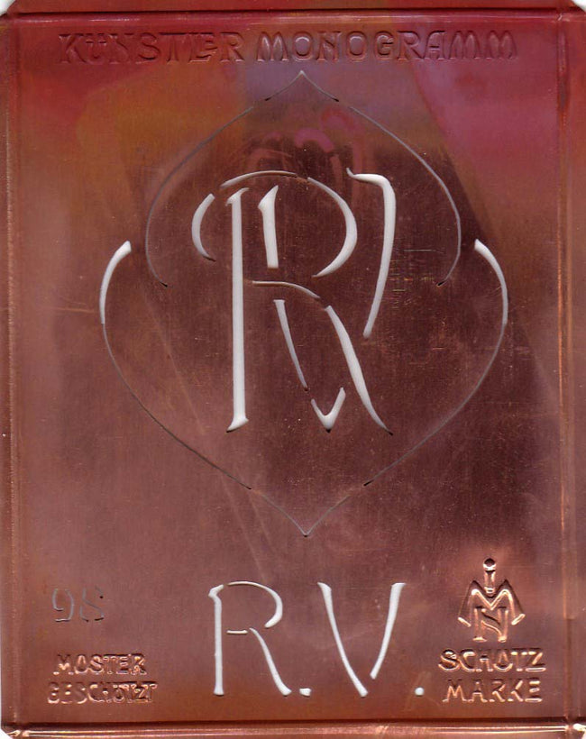 RV - Besondere Jugendstil Monogrammschablone