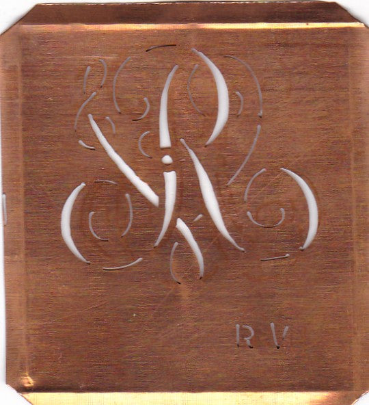RV - Uralte Monogramm Schablone zum Sticken