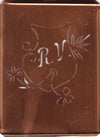 RV - Seltene Stickvorlage - Uralte Wäscheschablone mit Wappen - Medaillon