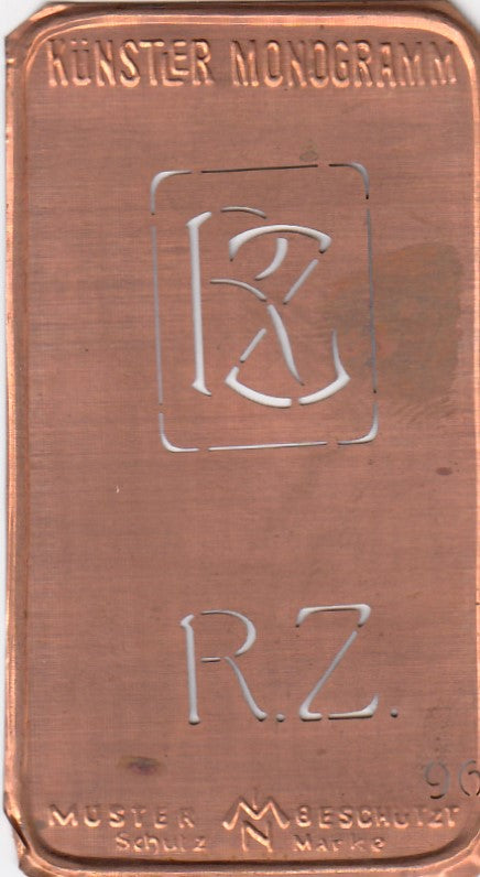 RZ - Alte Jugendstil Stickschablone - Medaillon-Design