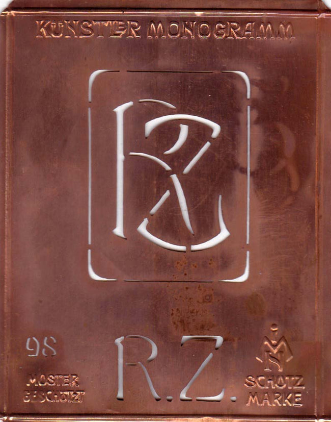 RZ - Besondere Jugendstil Monogrammschablone