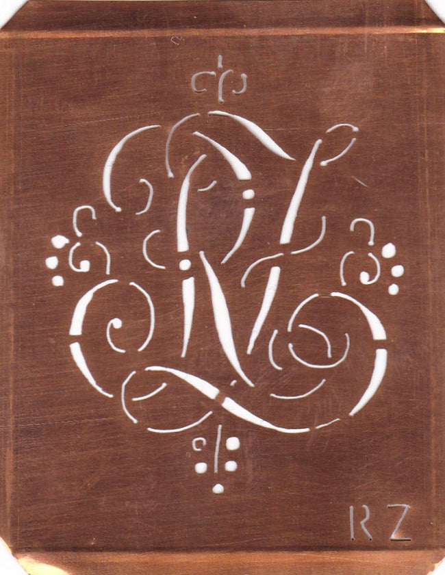 RZ - Hübsche alte verschnörkelte Monogrammschablone