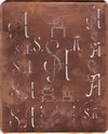 SA - Große attraktive Kupferschablone mit vielen Monogrammen