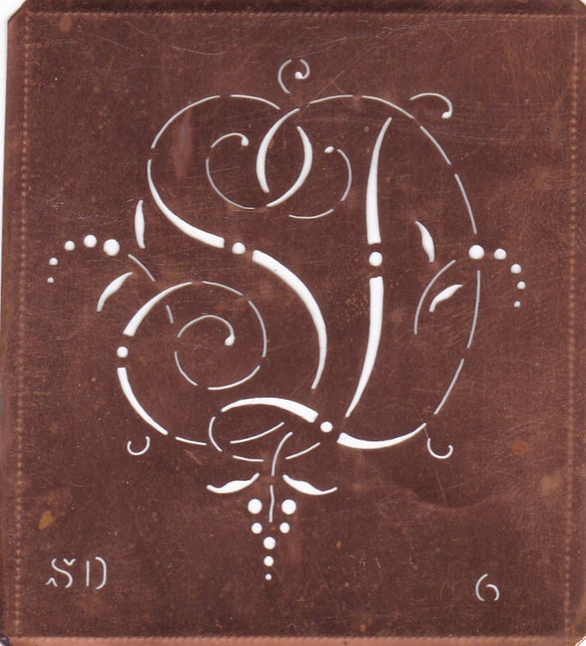 SD - Interessante Monogrammschablone aus Kupferblech