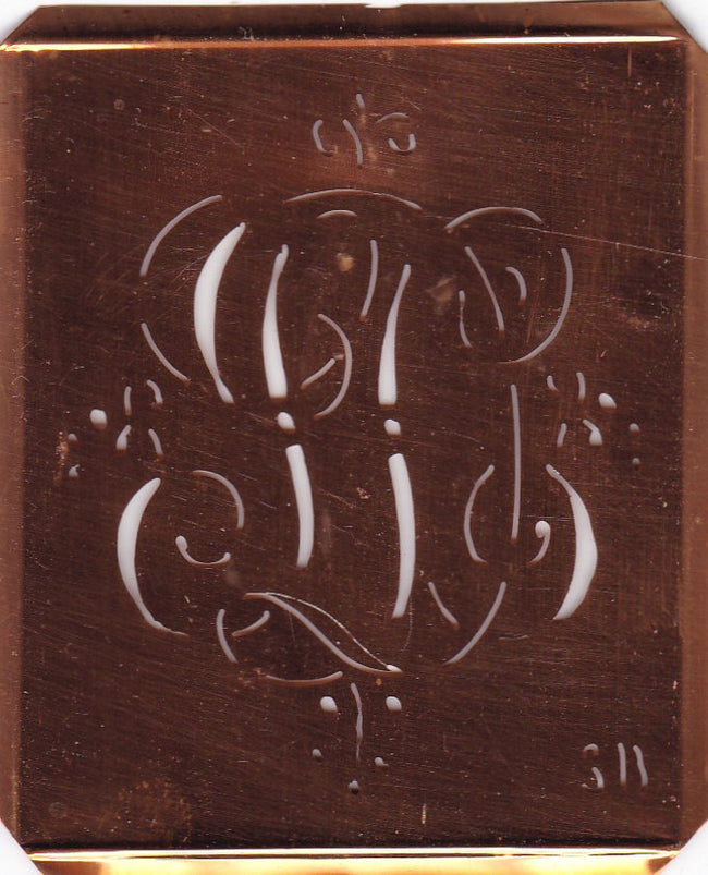 SD - Antiquität aus Kupferblech zum Sticken von Monogrammen und mehr