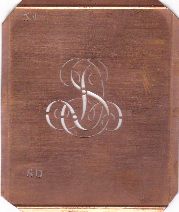 SD - Kleine Kupferschablone Wäsche Monogramm