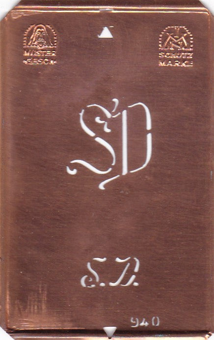 SD - Alte Monogramm Schablone nicht nur zum Sticken