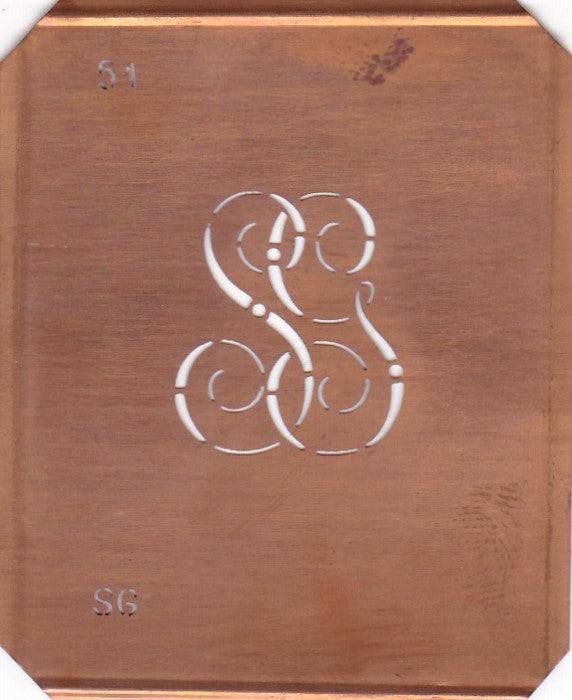 SG - Kleine Kupferschablone Wäsche Monogramm