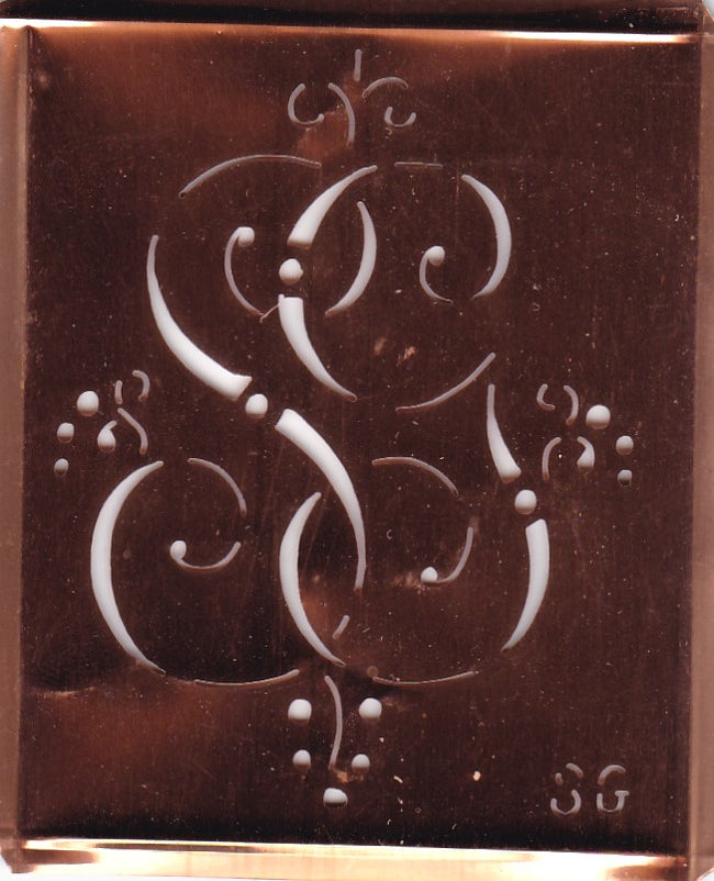 SG - Alte Monogramm Schablone mit nostalgischen Schnörkeln
