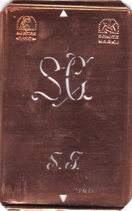 SG - Alte Monogramm Schablone nicht nur zum Sticken